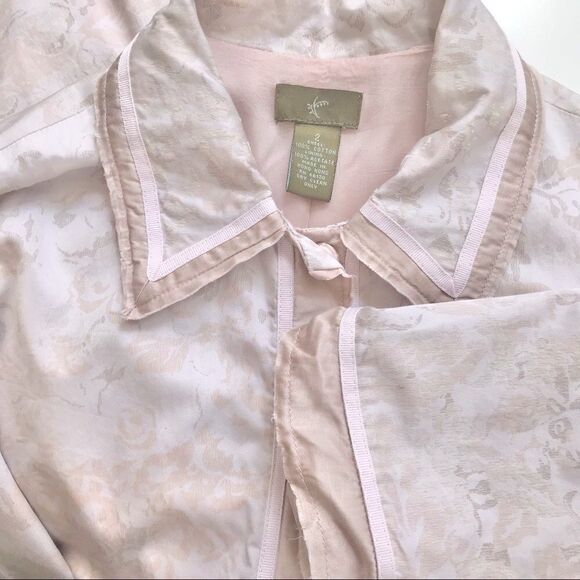 Anthropologie FEI Pink Floral Print Snap Trench Style Long Coat - Picture 7 of 8